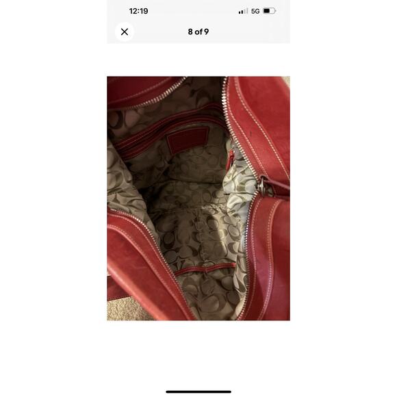 Vintage Coach Legacy XL Bucket Bag #9151 Red Leather Duffle Hobo Purse - Picture 12 of 14